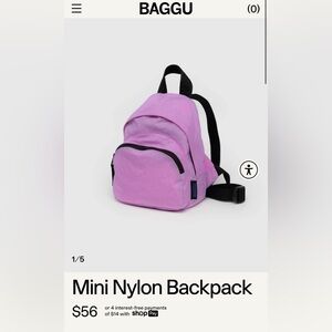 BAGGU Mini Nylon Backpack Peony NWT
